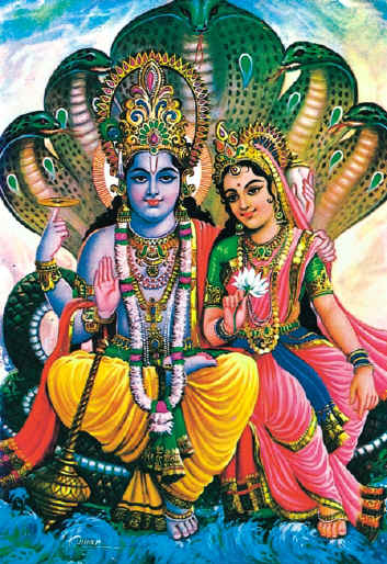 Vishnu en Lakshmi