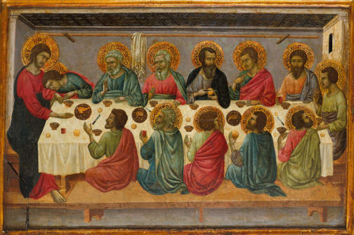 Jezus houdt een paasmaal met zijn vrienden